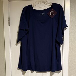 Ava & Viv Women's Dark Blue Short Sleeve Tee